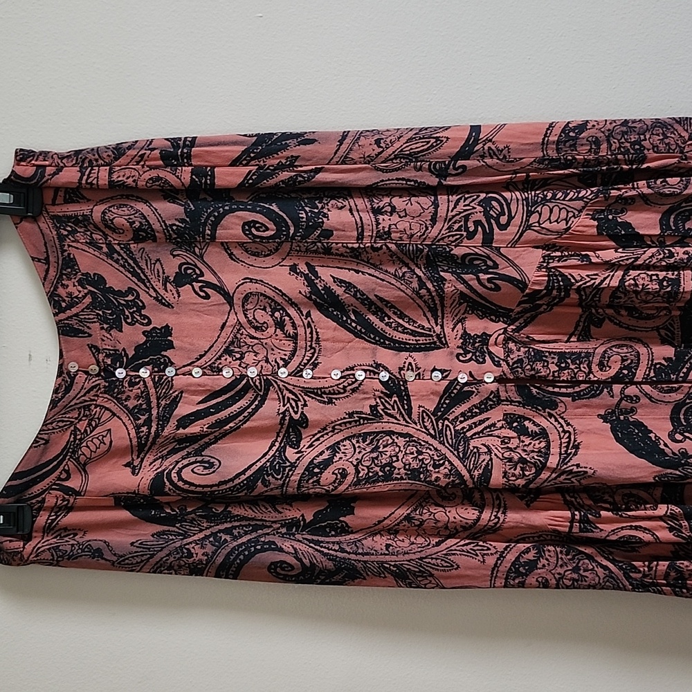 Free People Smooth Sailing Button Front Boho Navy Pink Paisley Maxi Skirt - Picture 2 of 10